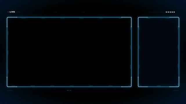 Clean futuristic HUD interface with bright cyan borders on a dark blue background
