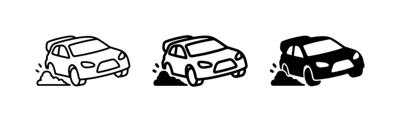Car Stuck Icon Set, Vehicle Traction Loss, Off Road Driving, Slipping © Azmiri