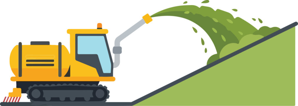 Tracked Slurry Tanker Spreading Liquid Manure on Farm Field Slope