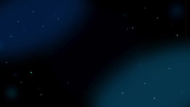 Dark blue abstract background with scattered glowing particles resembling stars or dust motes in a cosmic void