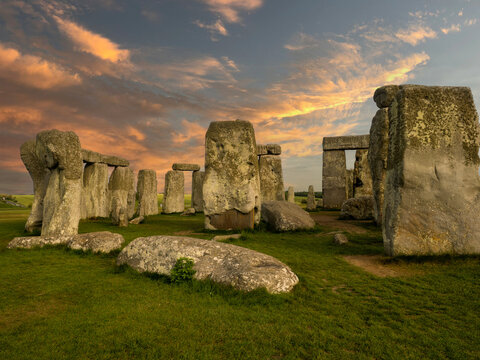 Prehistoric megalithic  monument at Stonehenge, UK