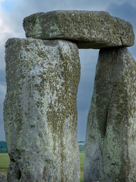 Detail at the historical monument at Stonehenge, UK