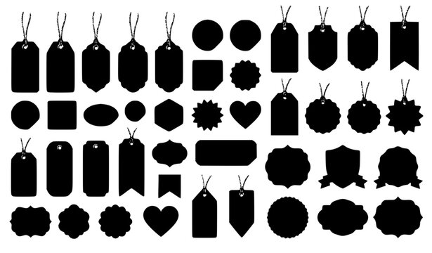 Black blank sale tags and sticker label vector illustration collection