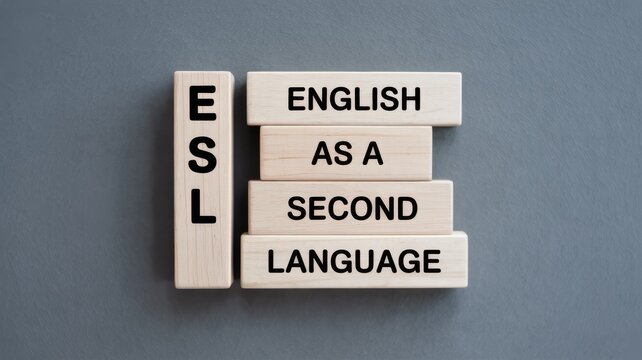 ESL Acronym with Stacked Blocks of English as a Second Language