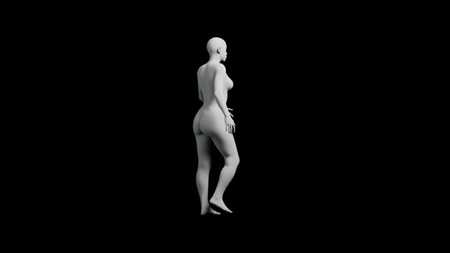 Naked figure standing front view