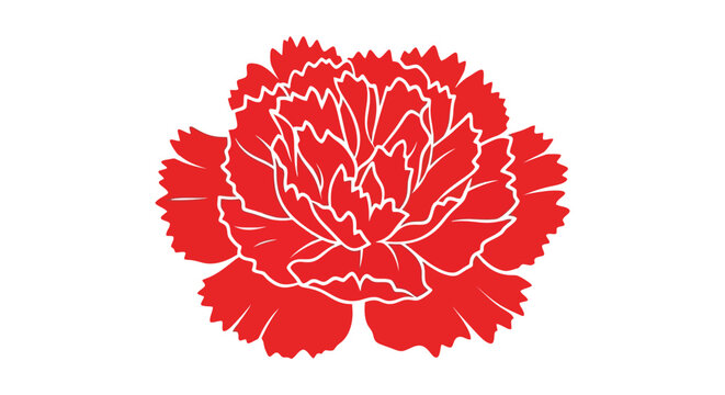 Red carnation flower silhouette on a white background