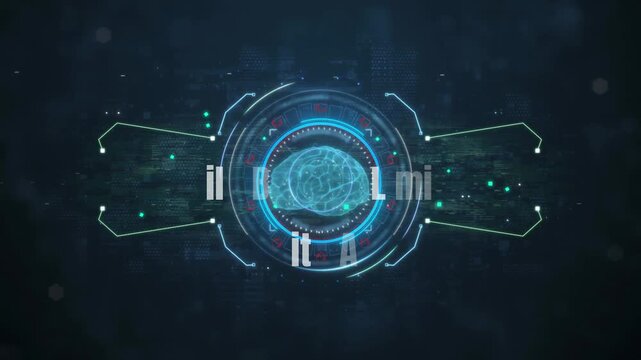 Futuristic technology concept with glowing blue circuits and build beyond limits with ai text on dark background