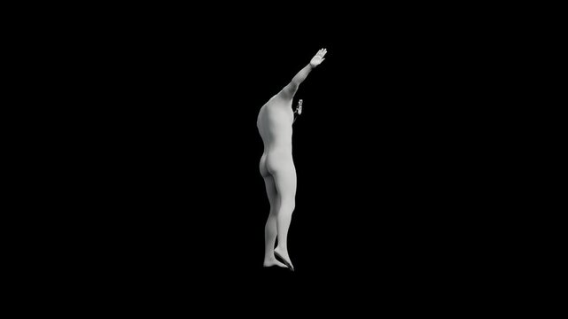 Mannequin dabbing in black studio