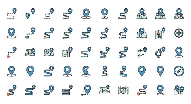 Location Pin Icons & Maps Set