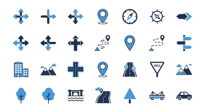 Navigation Icons Set: Maps, Directions, Location