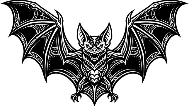 UntitledUntitledOrnate Bat Black and White Line Art &ndash; Intricate Gothic Style Illustration