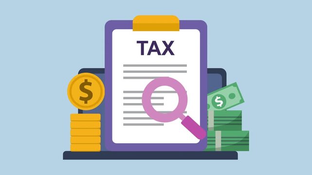 Income tax payment and finance from computer 2d Animation with Alpha Matte