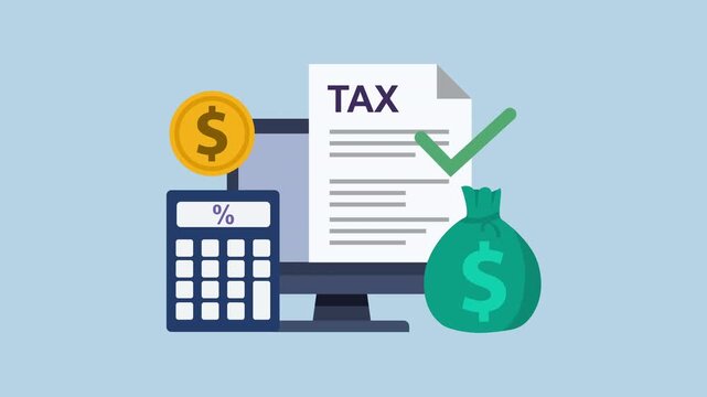 Income tax payment and finance from desktop 2d Animation with Alpha Matte