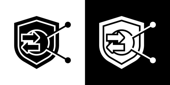 Secure Transfer Icon Set Vector Collection Isolated In Black And White