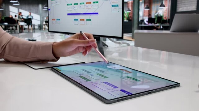 Software Developer Woman Using Drag And Drop Visual Editor