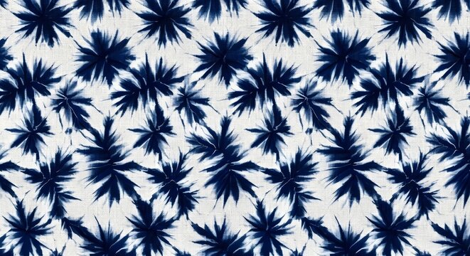 Dark Blue Starburst Pattern Created with Traditional Fabric Dyeing Technique