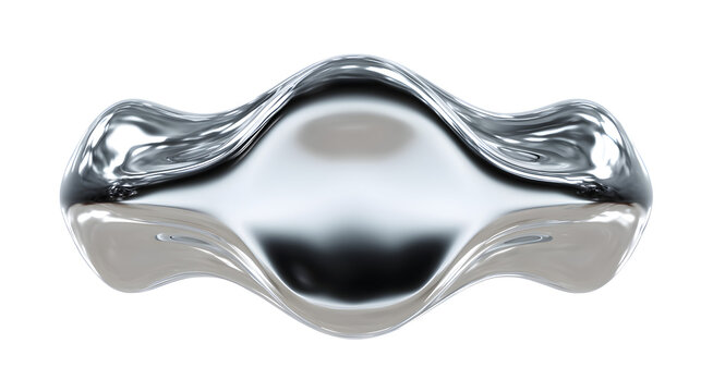 Smooth mirror finish 3d abstract fluid morphing blob with reflective surface isolated on white background representing modern technology and futuristic design