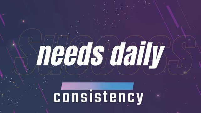 Motivational quote with purple background and white text overlay needs daily consistency for success