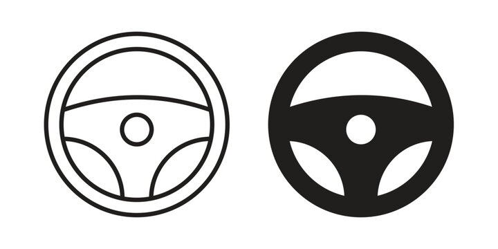 Steering wheel icon collection on white background. Vector icon art.
