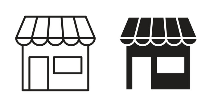 Store icon collection on white background. Vector icon art.