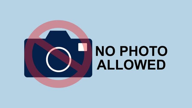 No photo allowed sign with camera, privacy, security and surveillance 2d Animation with Alpha Matte