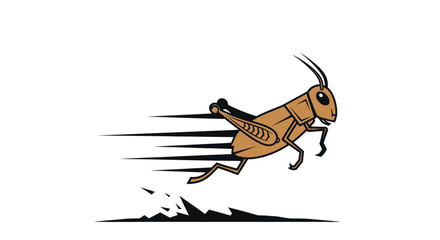 Jumping grasshopper illustration, fast movement, insect concept, cartoon style, isolated on white © agus