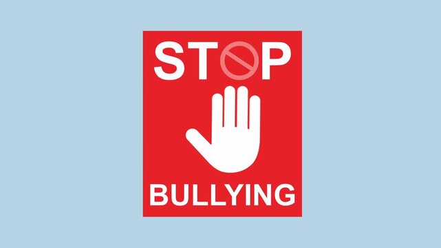 Red stop bullying sign with a hand, ideal for antibullying campaigns 2d Animation with Alpha Matte