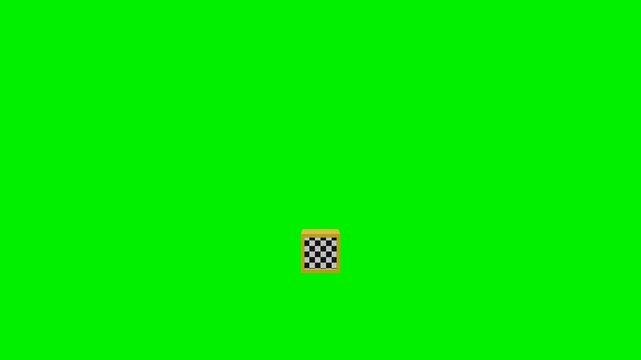 3d checkered period punctuation mark animation on green screen background