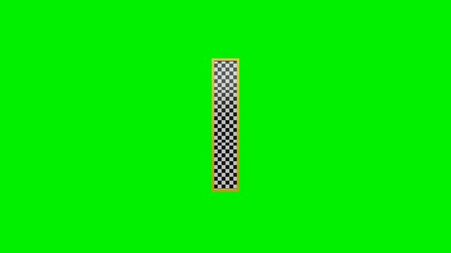 3d checkered alphabet letters animation on green screen background