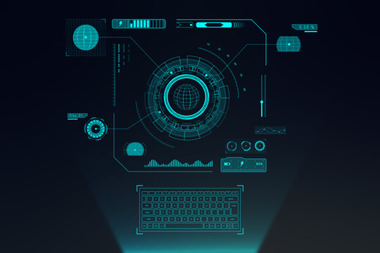 Smart car navigator interface vector template windshield hologram