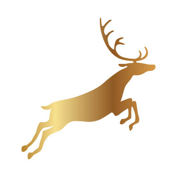 Golden deer jumping isolated on transparent background