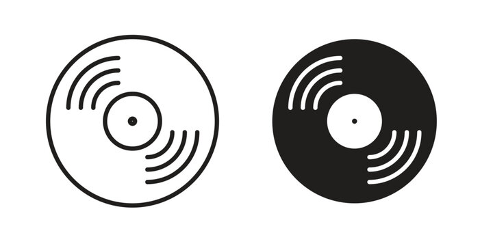 Vinyl icon collection on white background. Vector icon art.