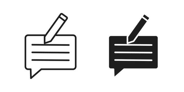 Write comment icon collection on white background. Vector icon art.