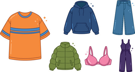 Clothing Illustration Featuring Fashion and Apparel Scenes in Vector Artwork © Md