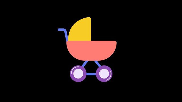 comfortable baby stroller animation HD 4K