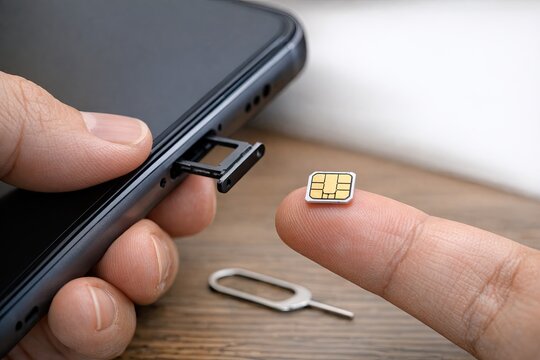 A person holding a sim card in their hand, suitable for tech or mobile-related projects