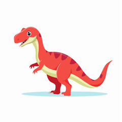 Naklejka premium Cartoon Red Dinosaur Illustration