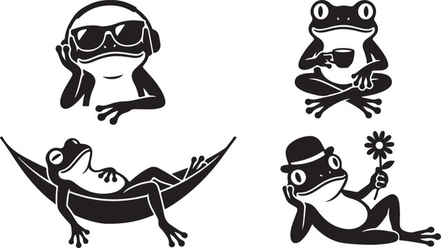 Vintage Frog Meme Bundle, Retro Chill Frog Collection