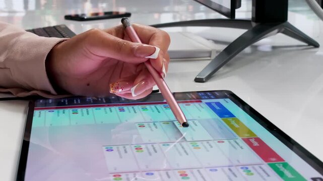 Agile Project Manager Woman Uses Tablet
