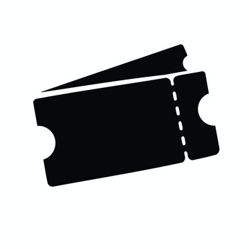 Black ticket icon, event ticket stub, admission pass symbol, vector illustration