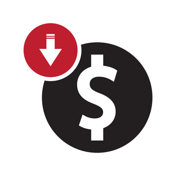 Dollar up and down icon. Price decrease and increase symbol.
