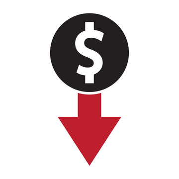 Dollar up and down icon. Price decrease and increase symbol.