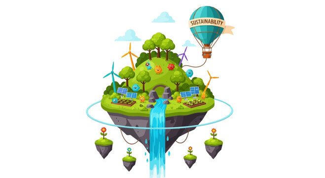 Eco Island Paradise: Sustainable Living, Renewable Energy, Green Future