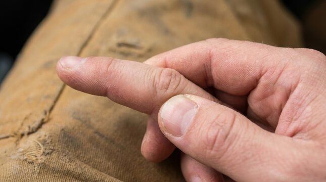 Close Up of a Deformed and Broken Finger After a Workplace Accident