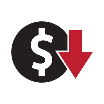 Dollar up and down icon. Price decrease and increase symbol.