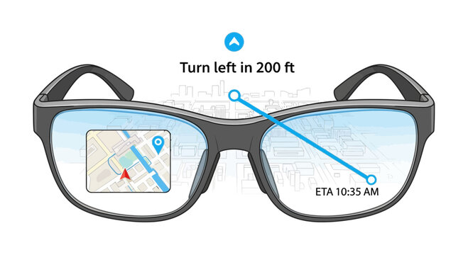 Augmented Reality Glasses with Navigation Overlay and ETA