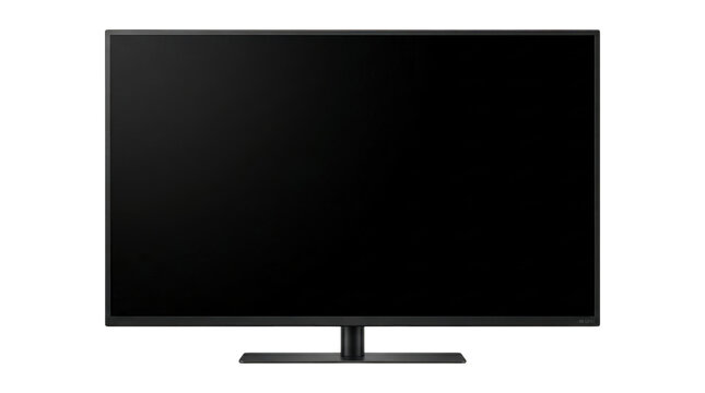 Black computer monitor isolated on transparent background with sleek design