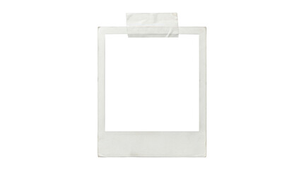 Obraz premium A blank white polaroid photo frame with tape on top isolated on transparent background
