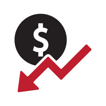Dollar up and down icon. Price decrease and increase symbol.