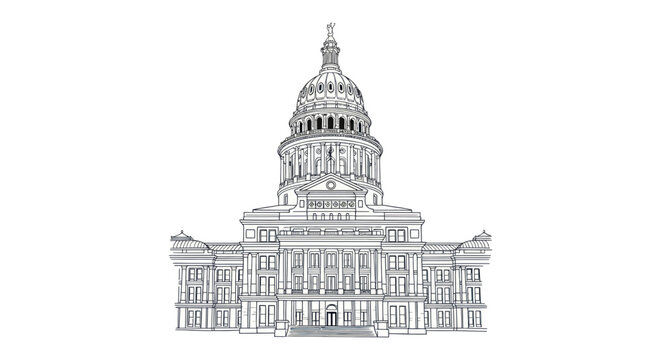 Austin Texas State Capitol Building Line Drawing